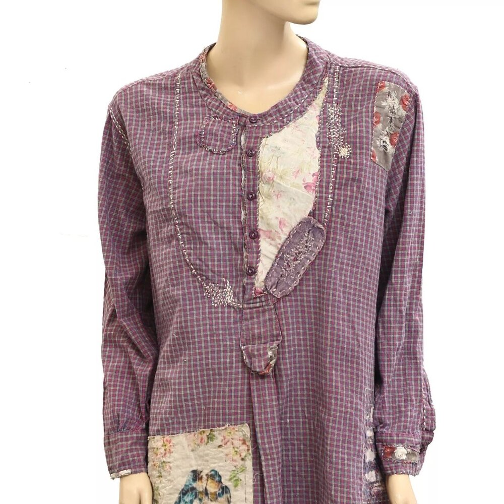 Magnolia Pearl Mauve Patchwork Tunic with Bird Patch - Picture 2 of 4